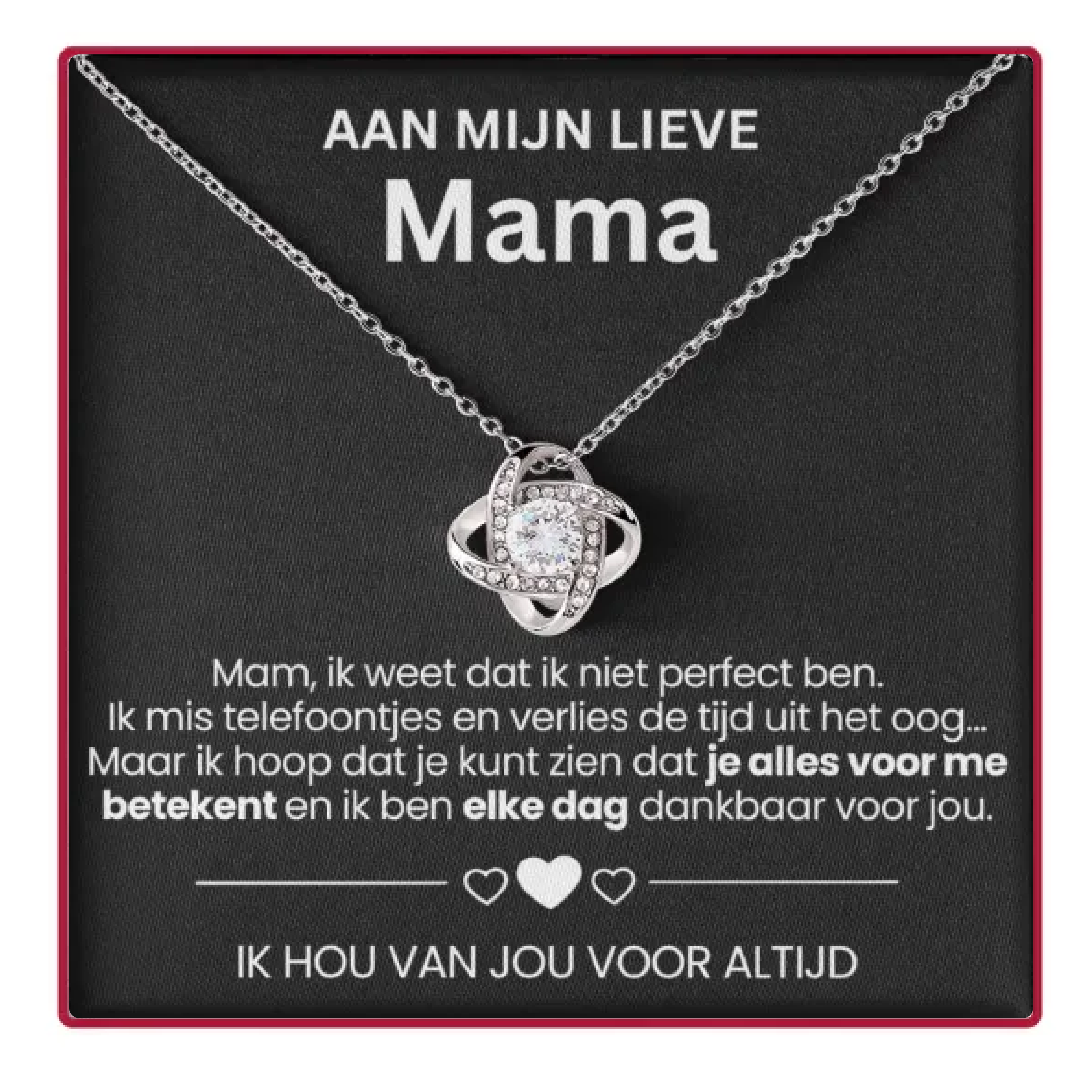 Aan Mijn Mama - Eeuwige Rozenbox - Met Love Knot Ketting & Echte Roos - CustomLove.nl