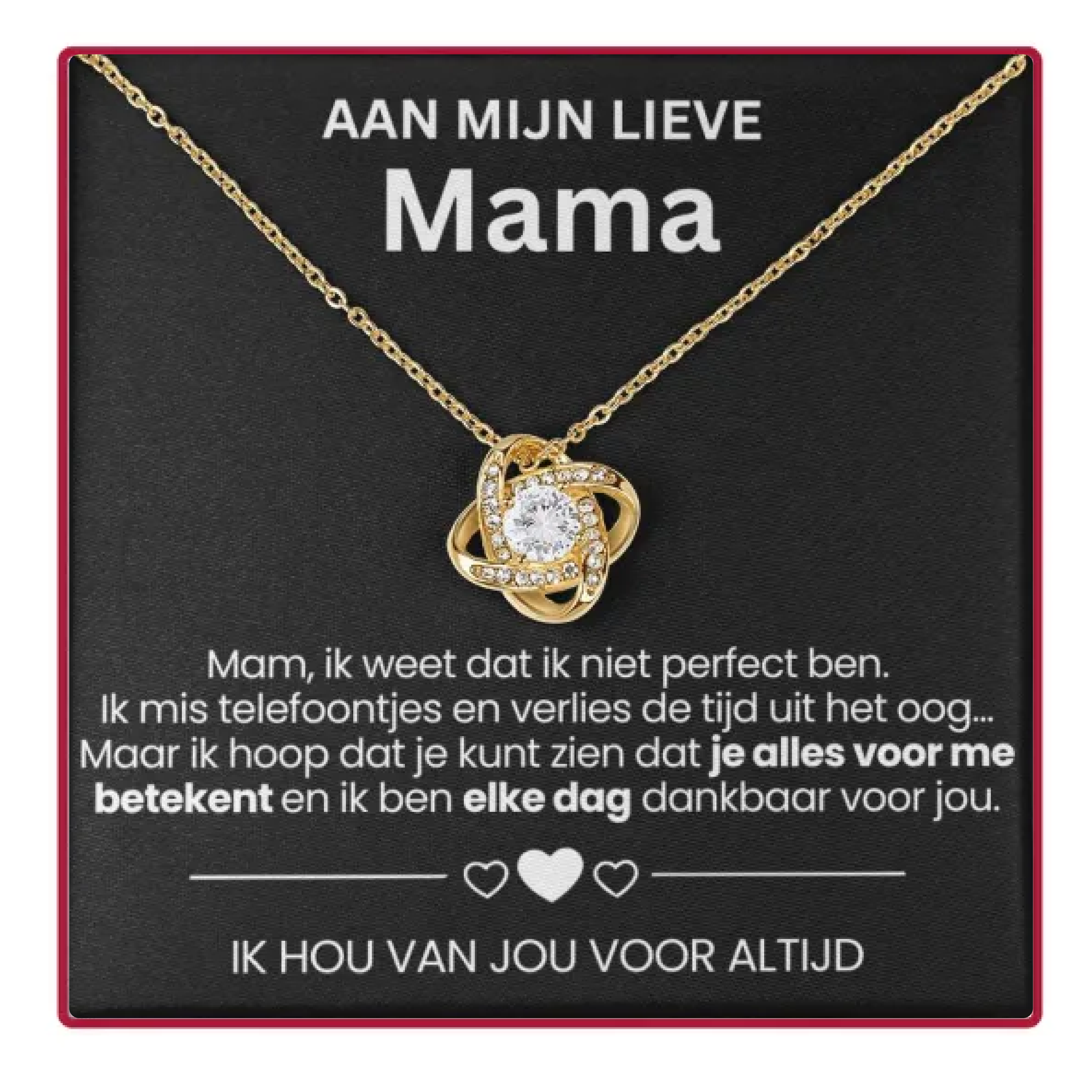 Aan Mijn Mama - Eeuwige Rozenbox - Met Love Knot Ketting & Echte Roos - CustomLove.nl