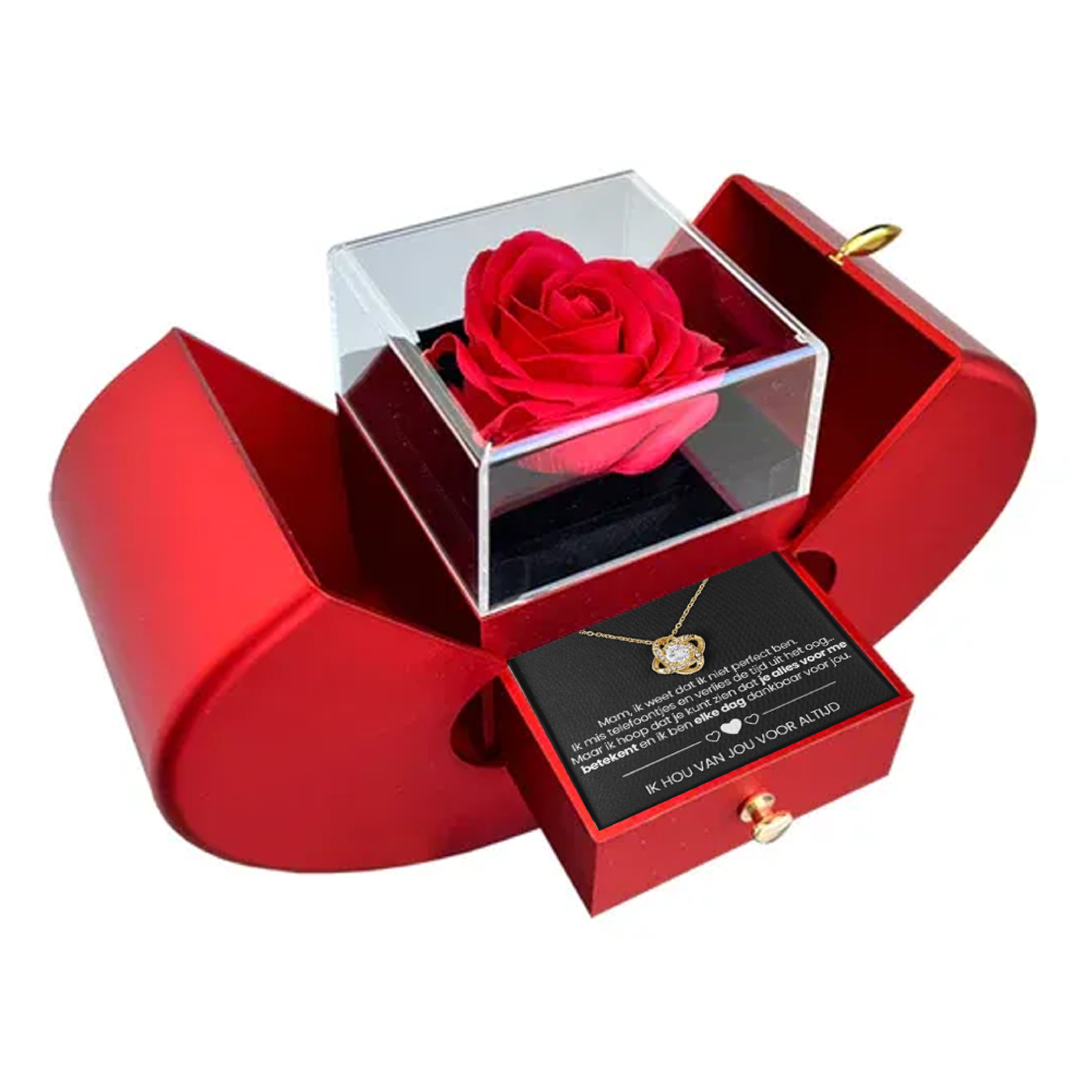 Aan Mijn Vrouw - Eeuwige Rozenbox - Met Hart Ketting & Echte Roos Aan Mijn Vrouw - Eeuwige Rozenbox - Met Hart Ketting & Echte Roos