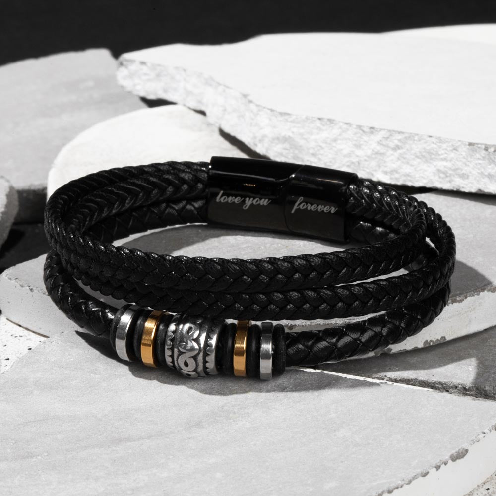 Aan Mijn Man - Ik Hou Van Jou; Voor Altijd - Leren Armband