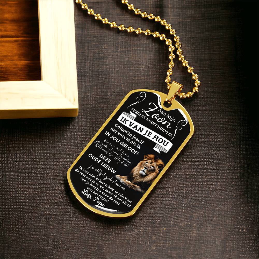 Aan mijn zoon - Geloof in jezelf - Luxe Dog Tag Ketting