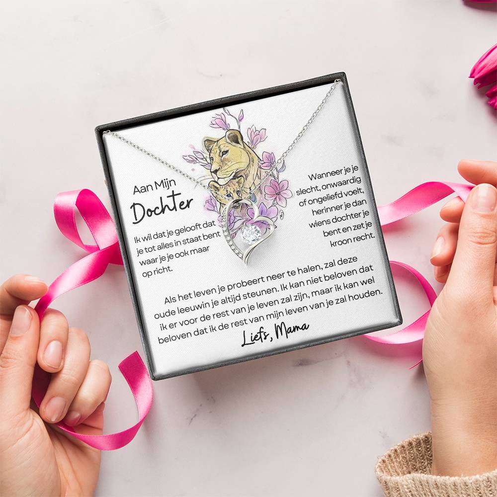 Aan Mijn Dochter - Hart ketting - Leeuwin - Liefs Mama - CustomLove.nl