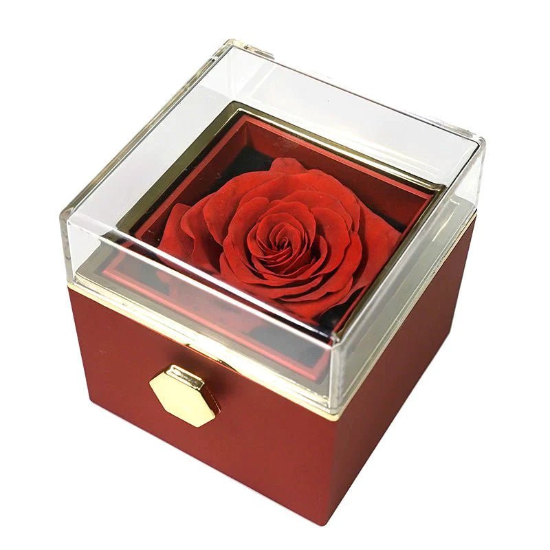 Eeuwige Rozenbox - Met Hart Fotoprojectie Ketting en Echte Roos