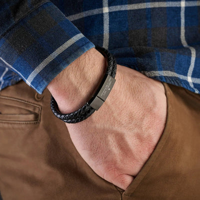 Aan Mijn Papa - Leren Armband Met Gegraveerde Zwarte Sluiting