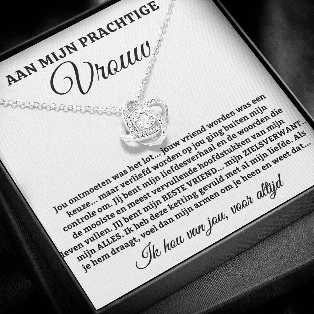 Aan Mijn Prachtige Vrouw - Jij Bent Mijn Liefdesverhaal - Love Knot Ketting - CustomLove.nl