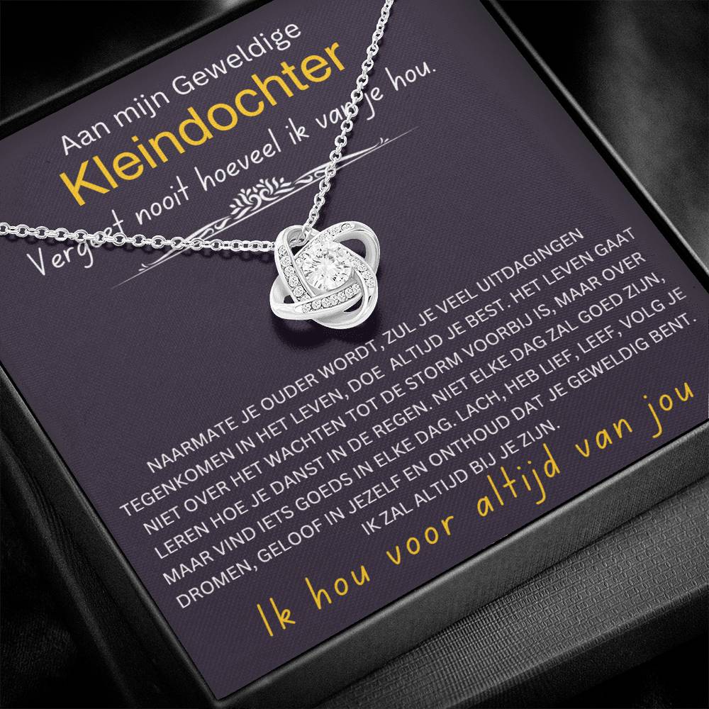 Aan Mijn Kleindochter - Vergeet Nooit Hoeveel Ik Van Je Hou - Love Knot Ketting