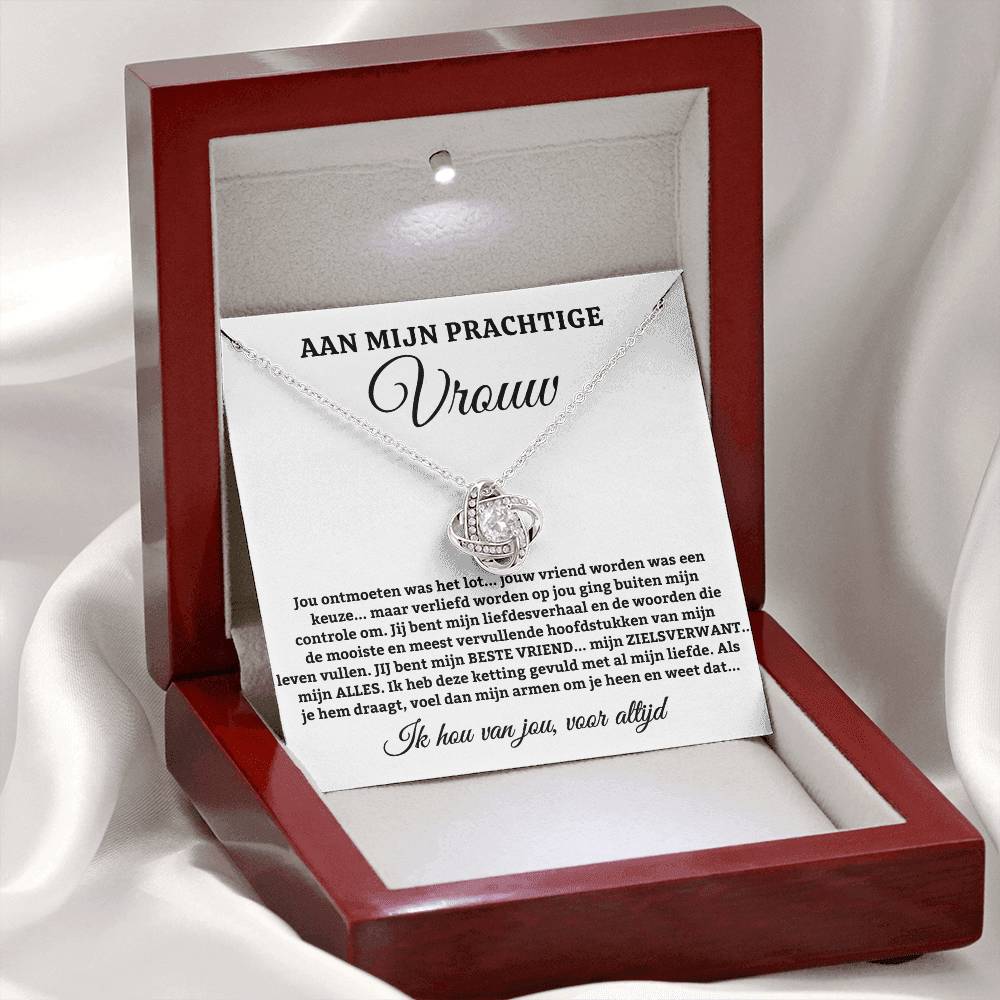 Aan Mijn Prachtige Vrouw - Jij Bent Mijn Liefdesverhaal - Love Knot Ketting - CustomLove.nl