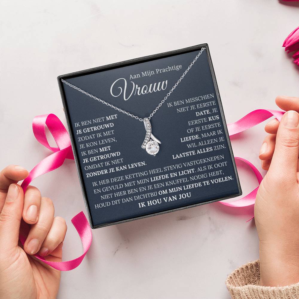 Aan Mijn Prachtige Vrouw - Houd dit dichtbij en voel mijn liefde - Alluring Schoonheid Ketting - CustomLove.nl