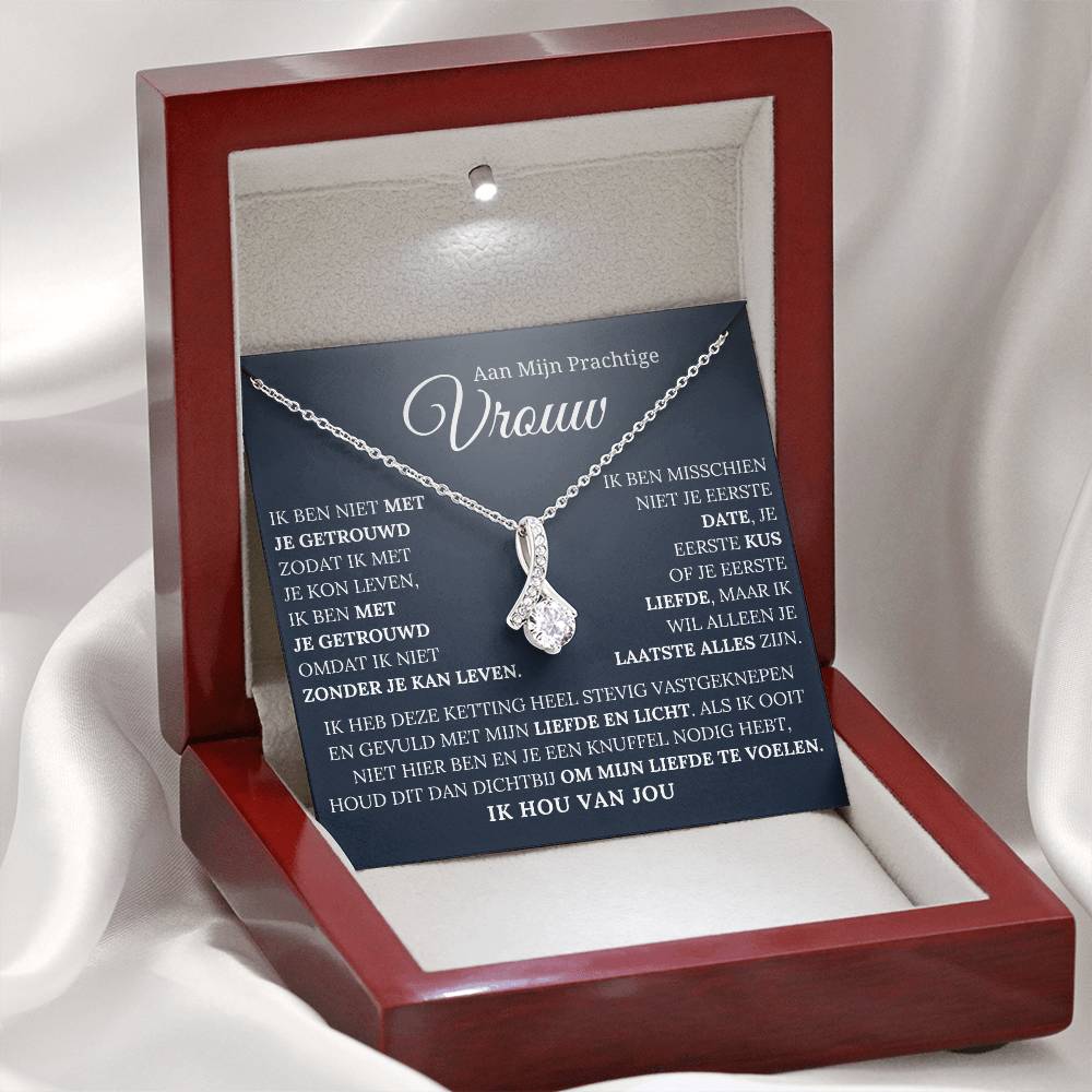 Aan Mijn Prachtige Vrouw - Houd dit dichtbij en voel mijn liefde - Alluring Schoonheid Ketting - CustomLove.nl
