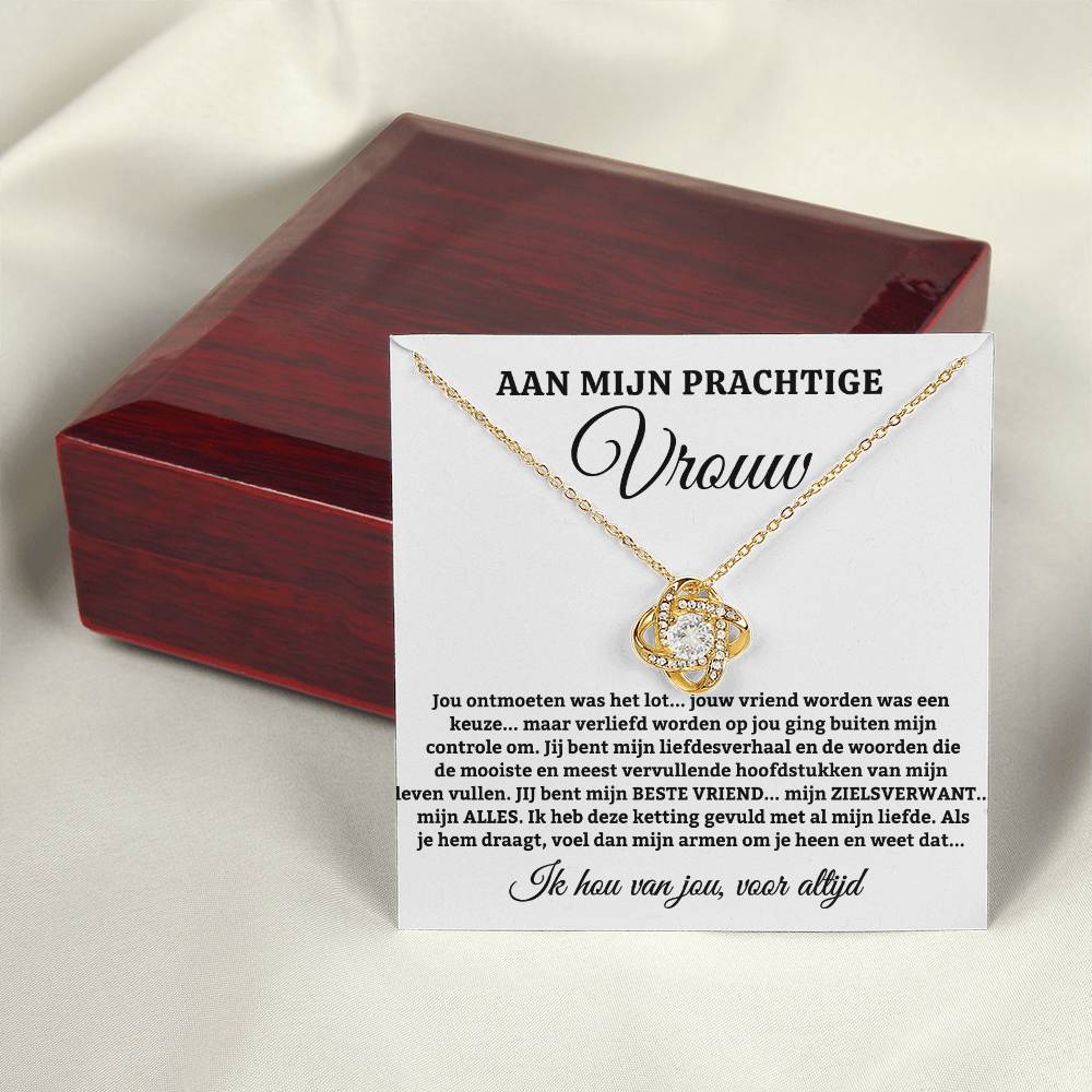 Aan Mijn Prachtige Vrouw - Jij Bent Mijn Liefdesverhaal - Love Knot Ketting - CustomLove.nl