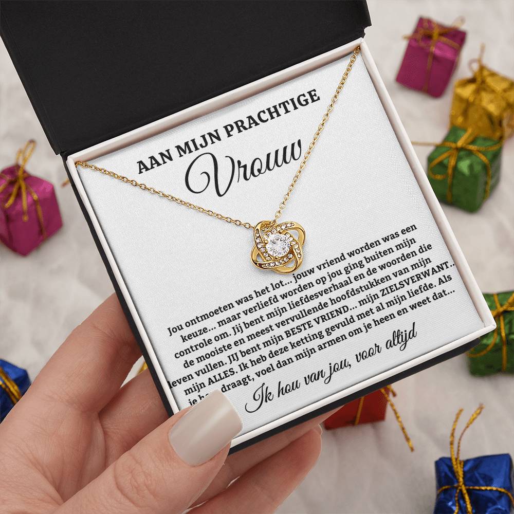 Aan Mijn Prachtige Vrouw - Jij Bent Mijn Liefdesverhaal - Love Knot Ketting - CustomLove.nl