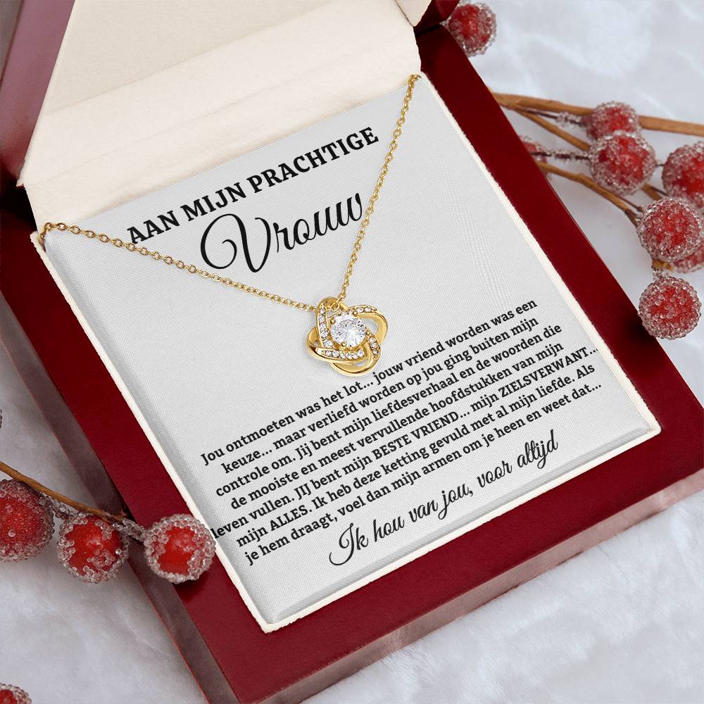 Aan Mijn Prachtige Vrouw - Jij Bent Mijn Liefdesverhaal - Love Knot Ketting - CustomLove.nl