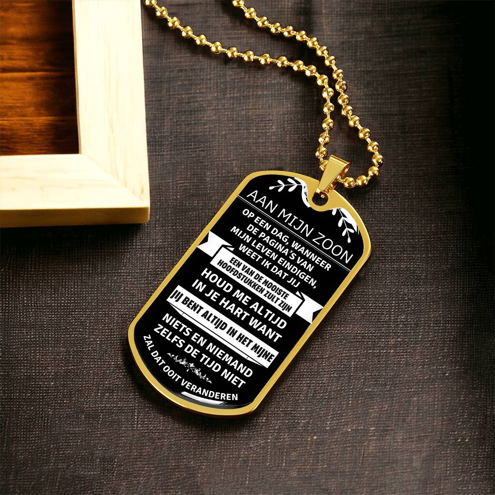 Aan mijn zoon - Mijn Mooiste Hoofdstuk - Luxe Dog Tag Ketting