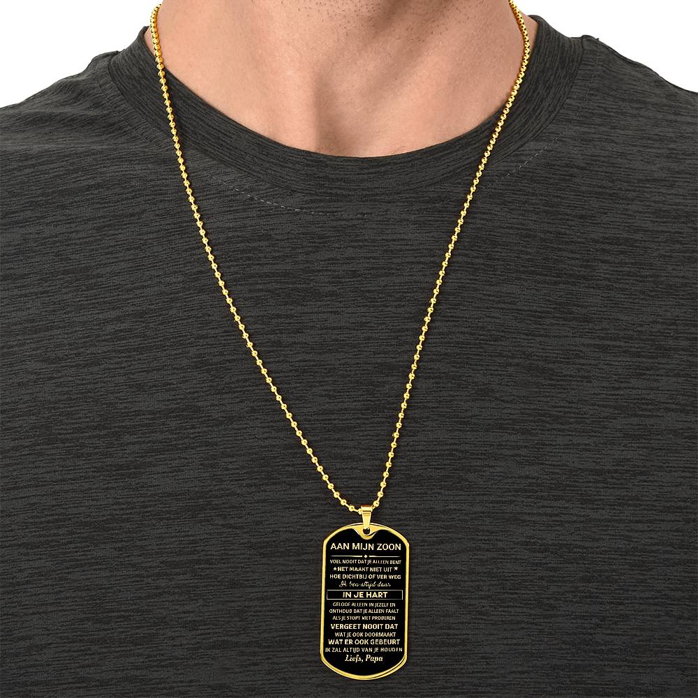 Aan mijn zoon - Ik zal altijd van je houden - Luxe Dog Tag Ketting