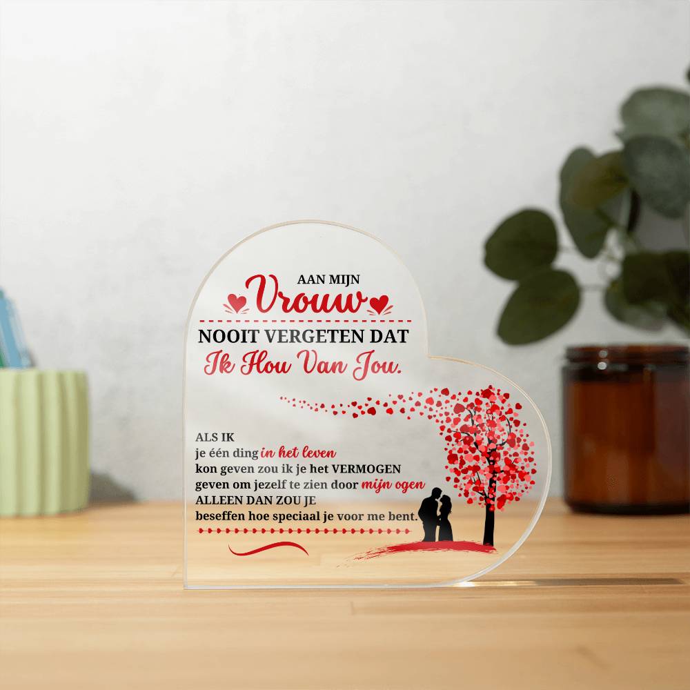 Prachtig Cadeau voor Vrouw ‘Vergeet nooit dat ik van je hou’ Plaquette