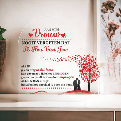 Prachtig Cadeau voor Vrouw ‘Vergeet nooit dat ik van je hou’ Plaquette