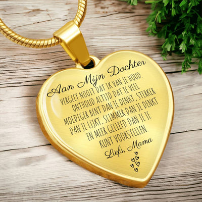 Hart ketting - Vergeet nooit dat ik van je hou - Aan mijn Dochter Liefs, Mama - CustomLove.nl