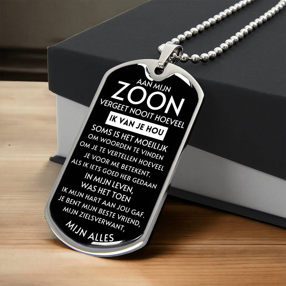 Aan mijn zoon - Mijn Alles - Luxe Dog Tag Ketting