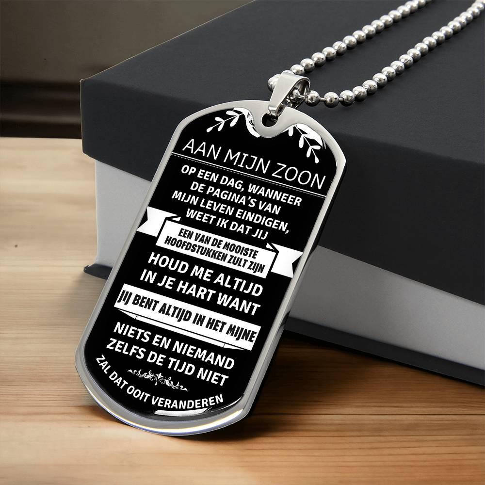 Aan mijn zoon - Mijn Mooiste Hoofdstuk - Luxe Dog Tag Ketting