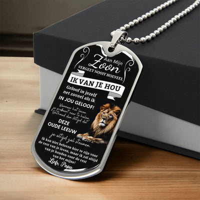 Aan mijn zoon - Geloof in jezelf - Luxe Dog Tag Ketting