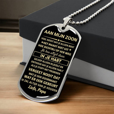 Aan mijn zoon - Ik zal altijd van je houden - Luxe Dog Tag Ketting