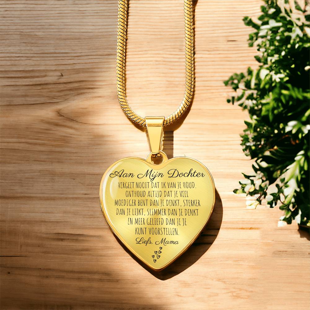 Hart ketting - Vergeet nooit dat ik van je hou - Aan mijn Dochter Liefs, Mama - CustomLove.nl