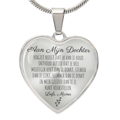 Hart ketting - Vergeet nooit dat ik van je hou - Aan mijn Dochter Liefs, Mama - CustomLove.nl