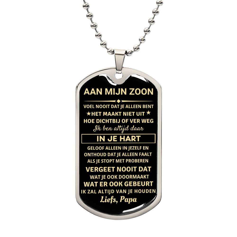 Aan mijn zoon - Ik zal altijd van je houden - Luxe Dog Tag Ketting