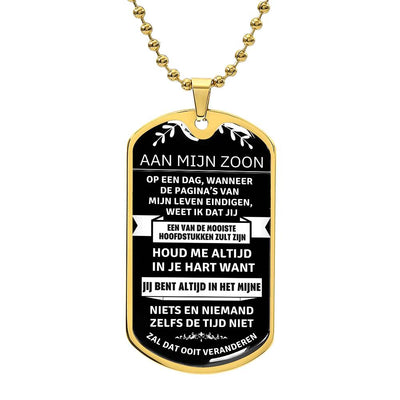 Aan mijn zoon - Mijn Mooiste Hoofdstuk - Luxe Dog Tag Ketting