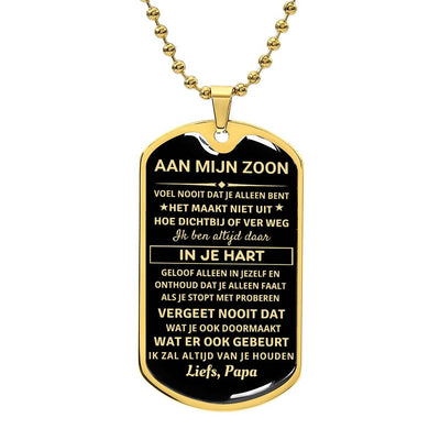 Aan mijn zoon - Ik zal altijd van je houden - Luxe Dog Tag Ketting