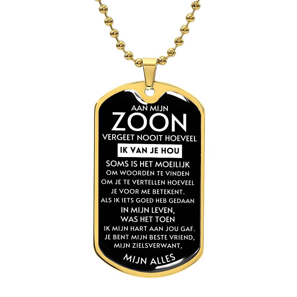 Aan mijn zoon - Mijn Alles - Luxe Dog Tag Ketting