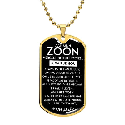 Aan mijn zoon - Mijn Alles - Luxe Dog Tag Ketting