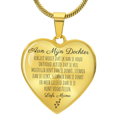 Hart ketting - Vergeet nooit dat ik van je hou - Aan mijn Dochter Liefs, Mama - CustomLove.nl