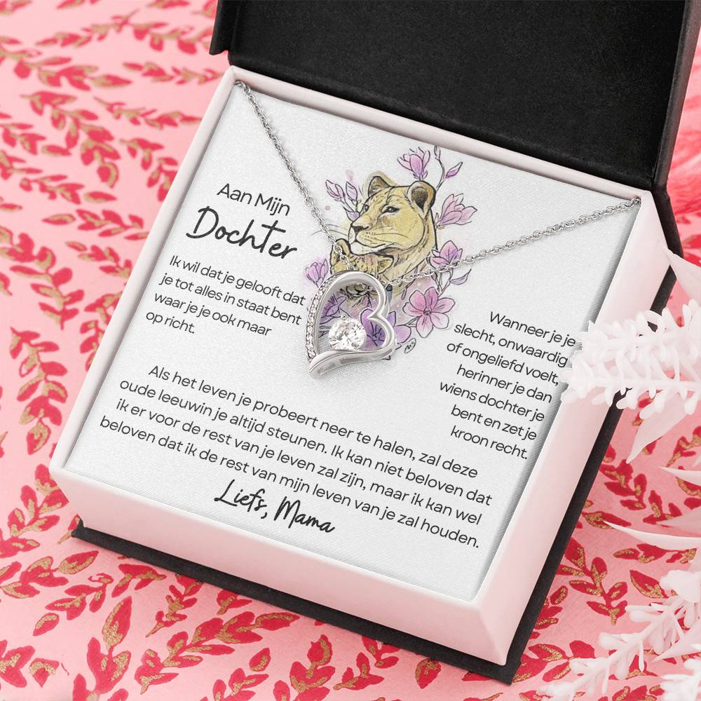 Aan Mijn Dochter - Hart ketting - Leeuwin - Liefs Mama - CustomLove.nl