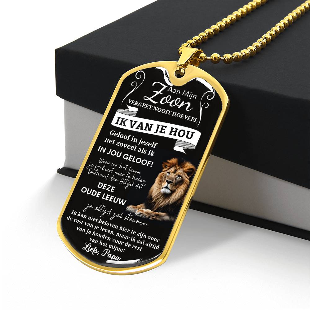 Aan mijn zoon - Geloof in jezelf - Luxe Dog Tag Ketting