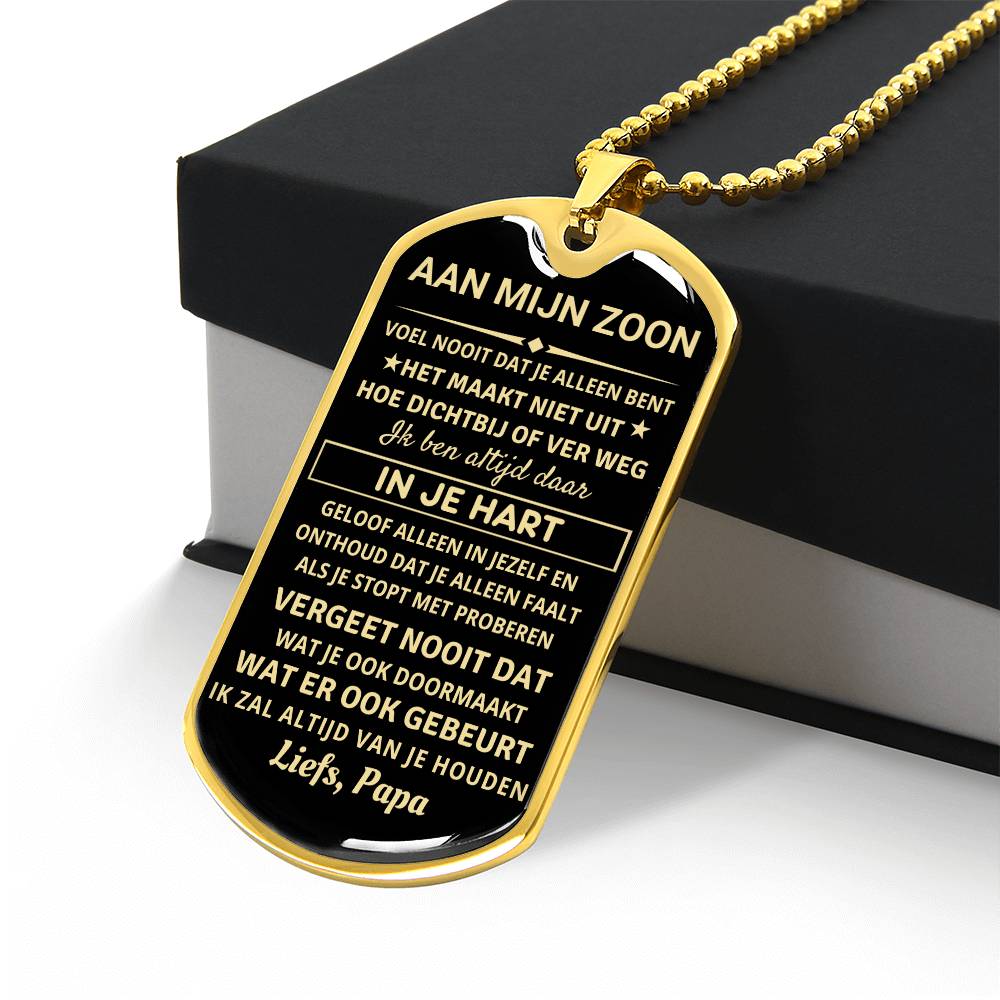 Aan mijn zoon - Ik zal altijd van je houden - Luxe Dog Tag Ketting