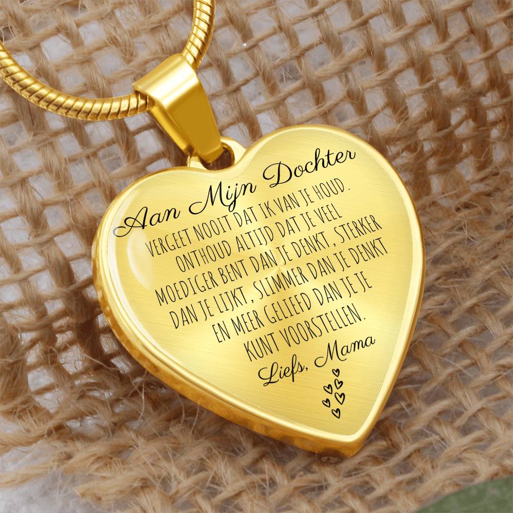 Hart ketting - Vergeet nooit dat ik van je hou - Aan mijn Dochter Liefs, Mama - CustomLove.nl