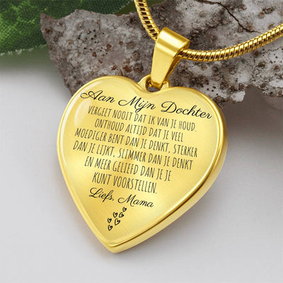 Hart ketting - Vergeet nooit dat ik van je hou - Aan mijn Dochter Liefs, Mama - CustomLove.nl