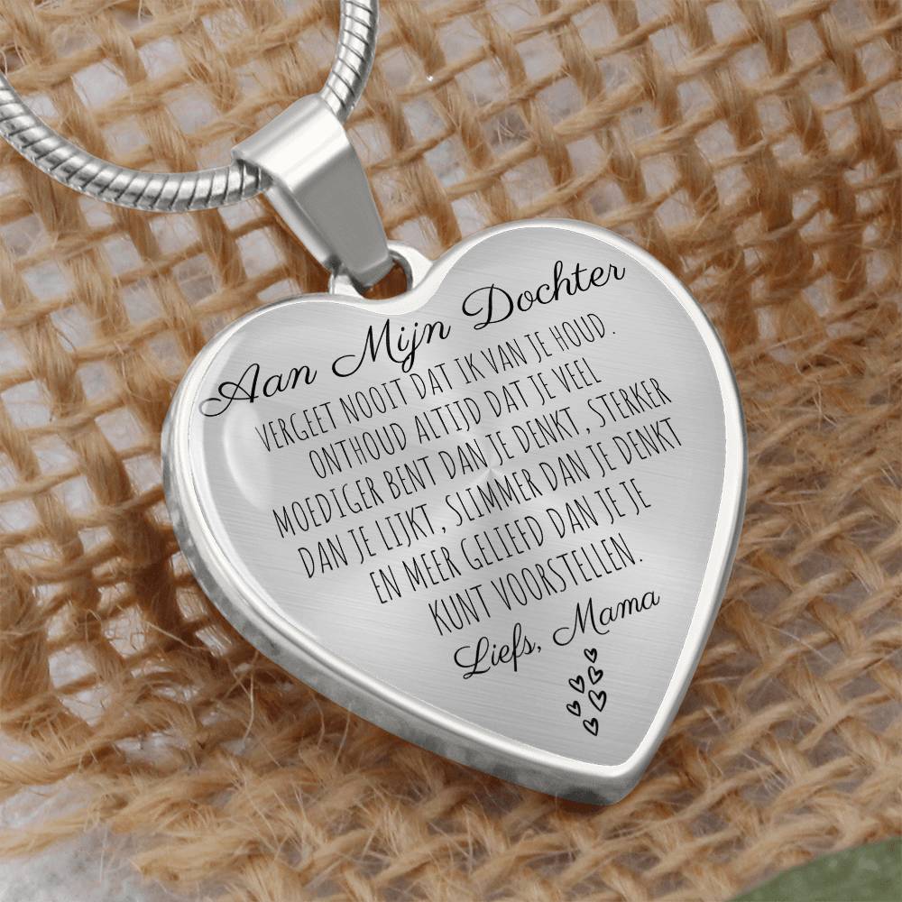 Hart ketting - Vergeet nooit dat ik van je hou - Aan mijn Dochter Liefs, Mama - CustomLove.nl