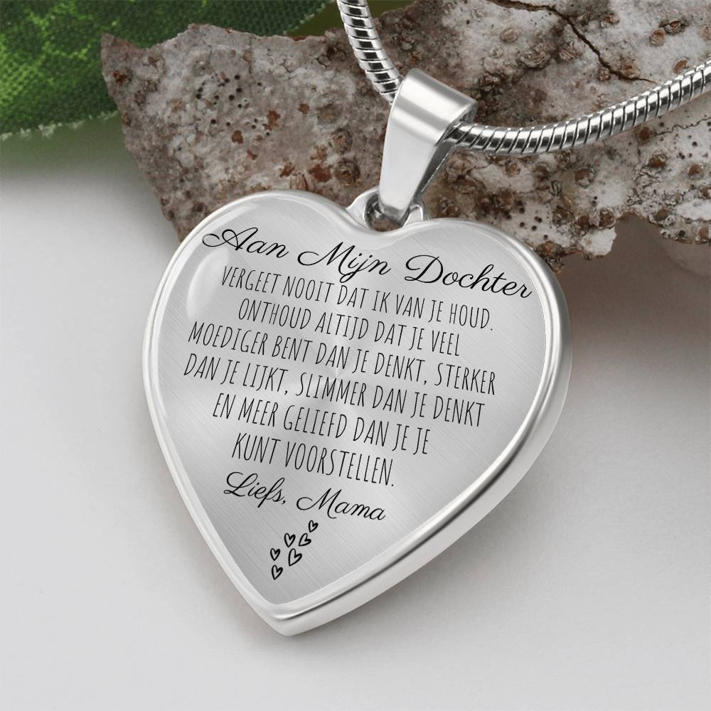 Hart ketting - Vergeet nooit dat ik van je hou - Aan mijn Dochter Liefs, Mama - CustomLove.nl
