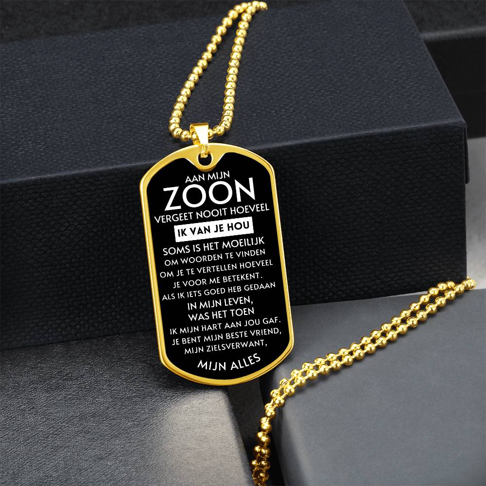 Aan mijn zoon - Mijn Alles - Luxe Dog Tag Ketting