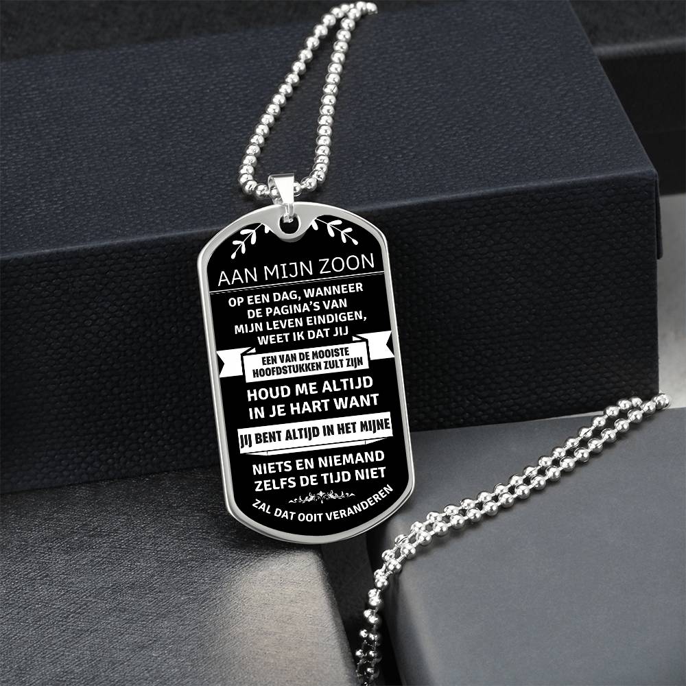 Aan mijn zoon - Mijn Mooiste Hoofdstuk - Luxe Dog Tag Ketting