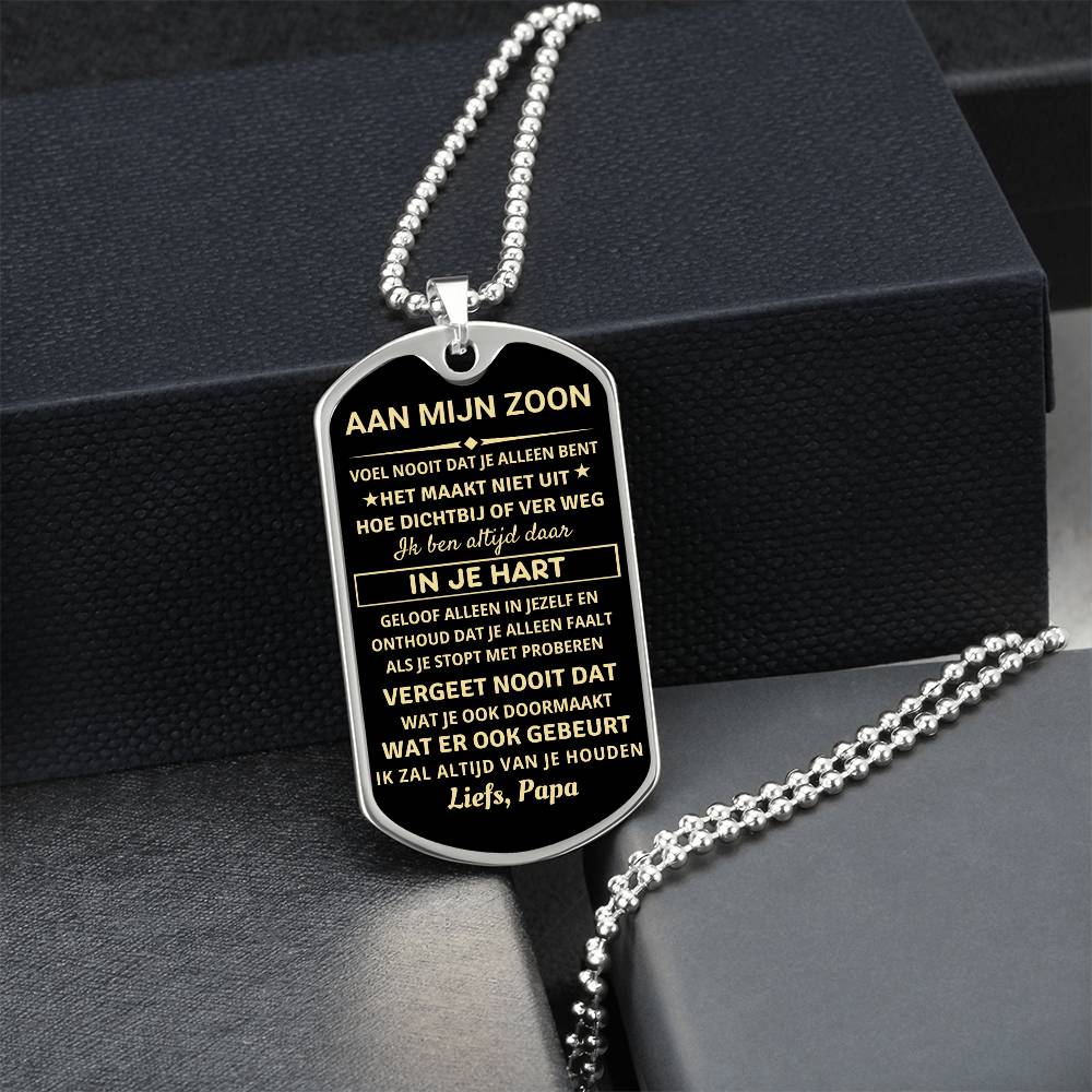 Aan mijn zoon - Ik zal altijd van je houden - Luxe Dog Tag Ketting