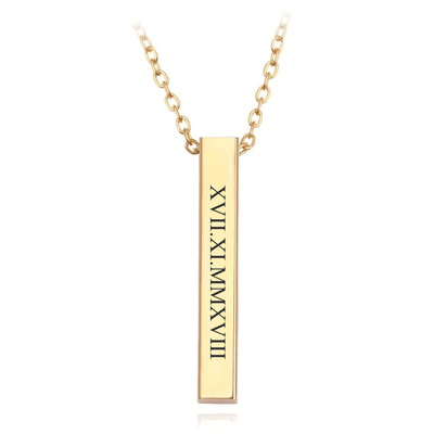 Gegraveerde Bar Ketting Met Romeinse Cijfers - CustomLove.nl