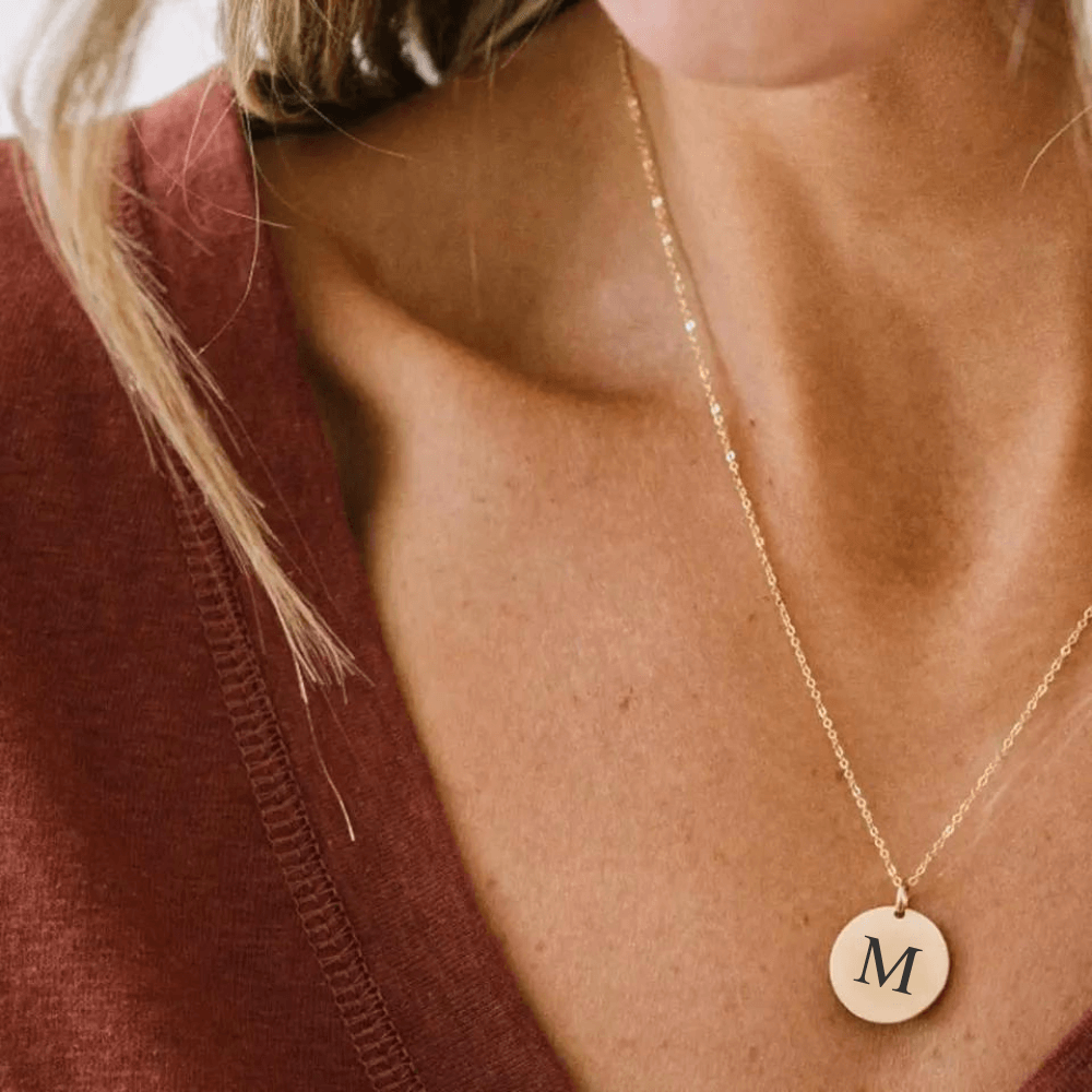 Gegraveerde Coin Ketting Met Initiaal - CustomLove.nl