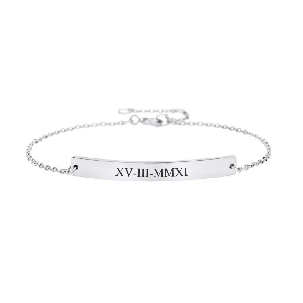 Gegraveerde Dames Armband Met Romeinse Cijfers - CustomLove.nl