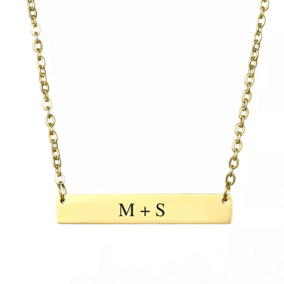 Gepersonaliseerde Bar Ketting Met Initialen - CustomLove.nl