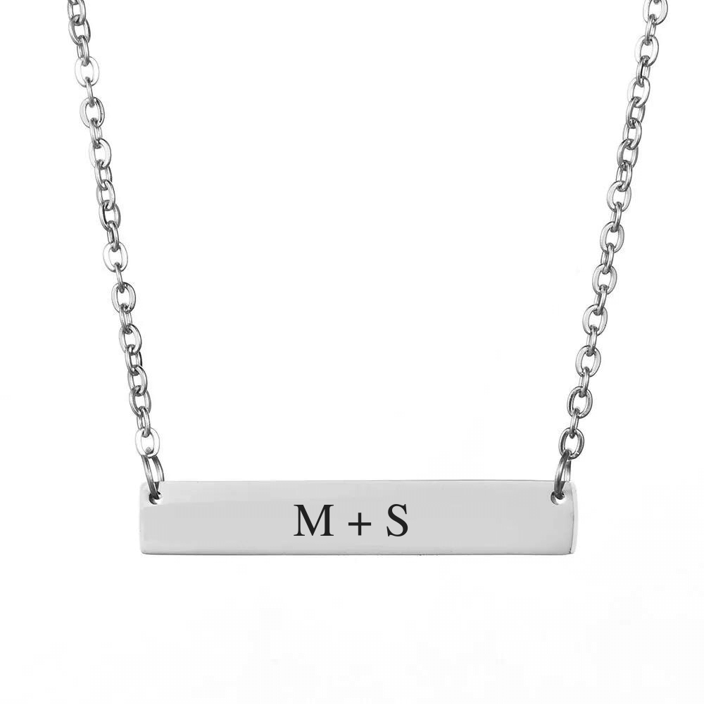 Gepersonaliseerde Bar Ketting Met Initialen - CustomLove.nl